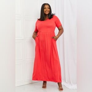 Celeste Sweetheart Short Sleeve Maxi Dress in Orange
